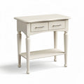 Witte houten tafel met twee lades en open plank 40 x 30 x 75cm
