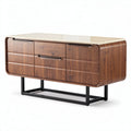 houten tv-meubel met marmeren blad 150 x 40 x 70cm bruin zwart