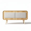 Moderne houten tv-meubel met stoffen front 120 x 40 x 60cm naturel kleur